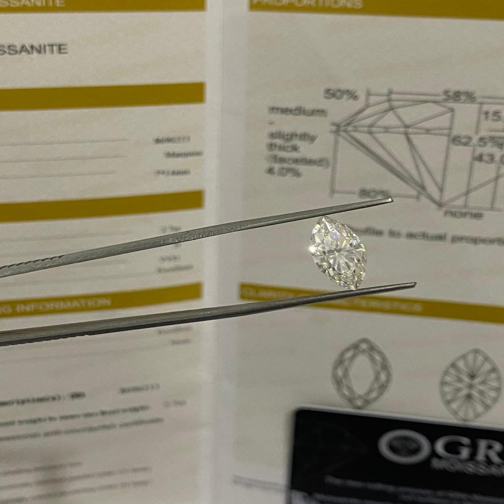 GRA Certified Marquise Cut Moissanite Diamond D VVS1 Clarity Excellent Cut For Jewellery