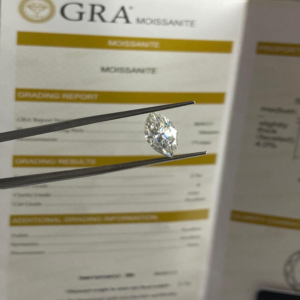 GRA Certified Marquise Cut Moissanite Diamond D VVS1 Clarity Excellent Cut For Jewellery