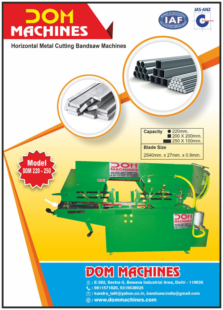 DOM 220-250 Horizontal Metal Cutting Bandsaw Machines