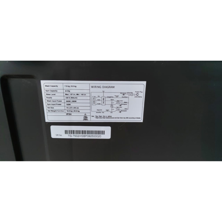 7.5 Kg Semi Automatic Washing Machine