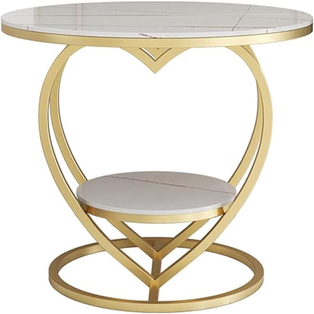 Heart Shape Metal Side Table Marble Top And White And Gold Finished - Application: Living Room Furniture