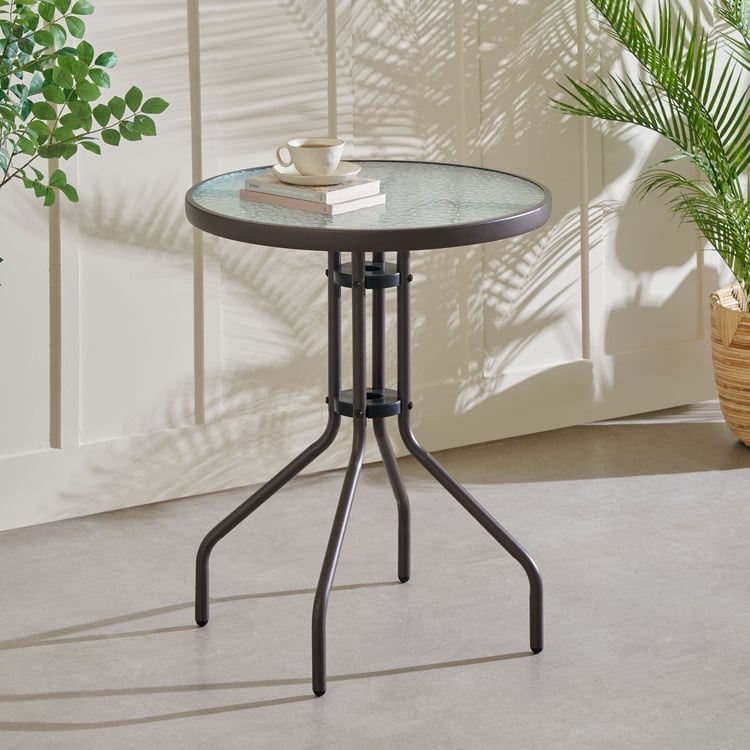 Single Stand Black Powder Coated Side Table - Iron Metal Side Table White Top