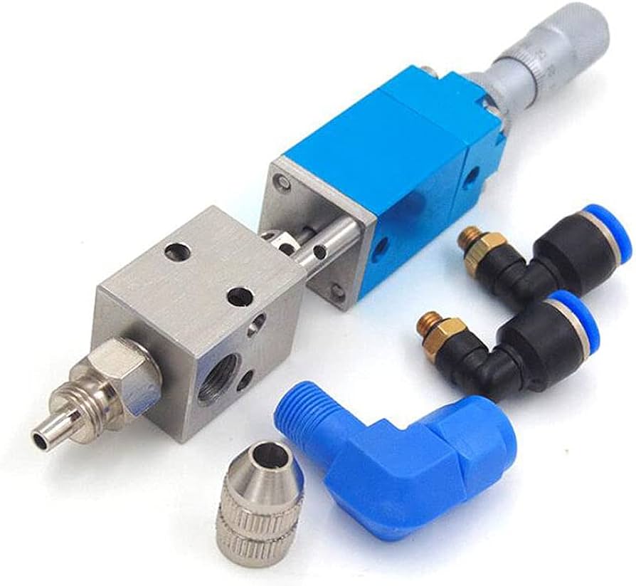 Compound Micrometer Dispensing Valve - Color: Blue