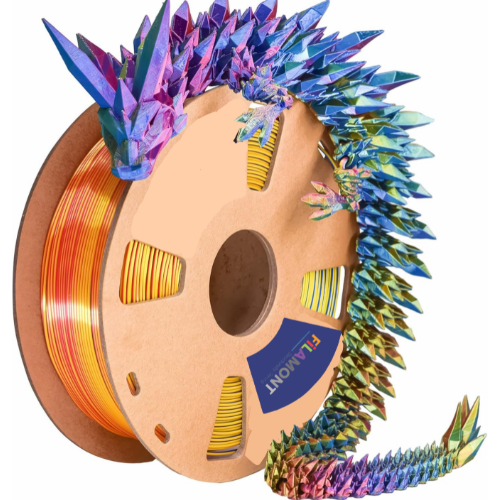 Filamont Silk TRI Color Red Yellow Blue 1.75mm PLA 3D Printer Filament Premium Silk Finish High Dimensional Accuracy Wide Compatibility