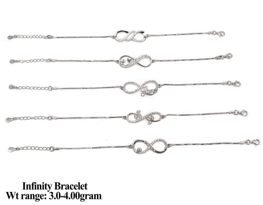 92.5 Silver Infinity Bracelets