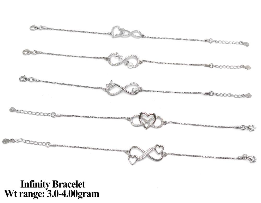92.5 Silver Infinity Bracelets