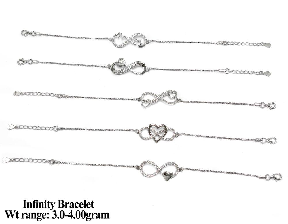 92.5 Silver Infinity bracelets