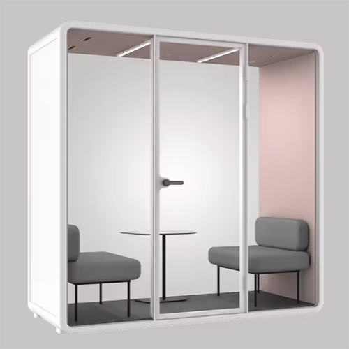 Modern Soundproof Cabin 1-2 Person Office Pods Indoor Privacy Booth - Color: White