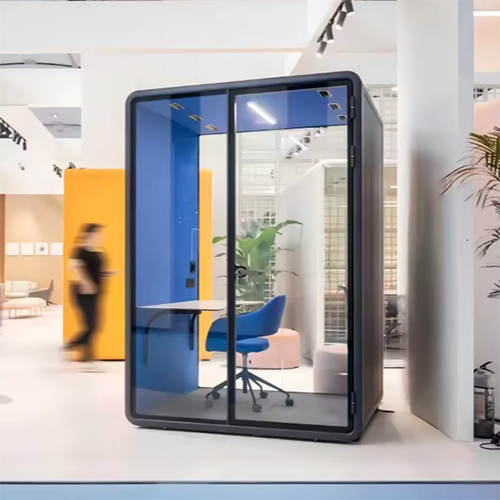 Movable Sound Proof Office Phone Booth Acoustic Office Vocal Recording Pod For Open Office Coworking Space - Color: Black