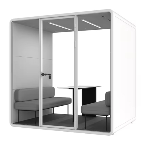 Soundproof Indoor Mobile Work Space Office Pod Meeting Work Pods Phone Study Cabin Booth - Color: White & Grey