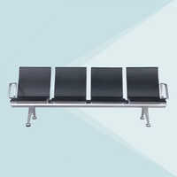 Modern 3-seater Metal and Leather Office Reception Public Airport Hospital Waiting Room Chair