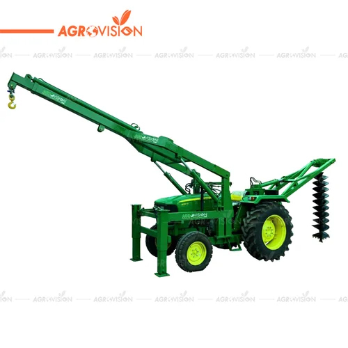 Hydraulic Post Hole Digger With Hoist - Color: As Per Availability