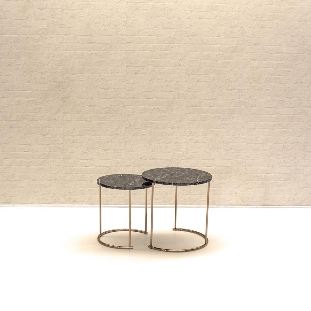 Golden Plated Side Table Set Of Nesting Table With Marble Top Home Decorative Table - Artwork: Handmade