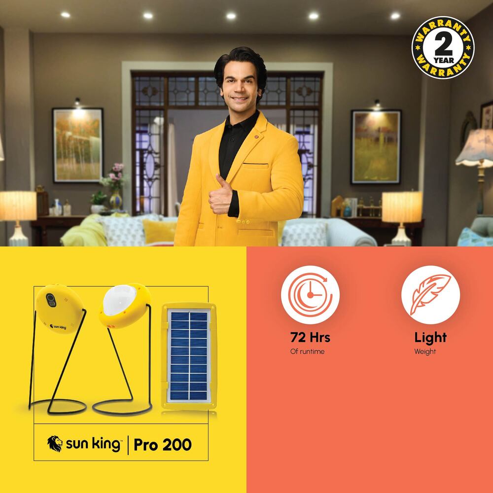 Sun King Pro 200 Emergency Solar Light Lamp With Usb Mobile Charging - Cable Length: 5 Meters  Meter (M)