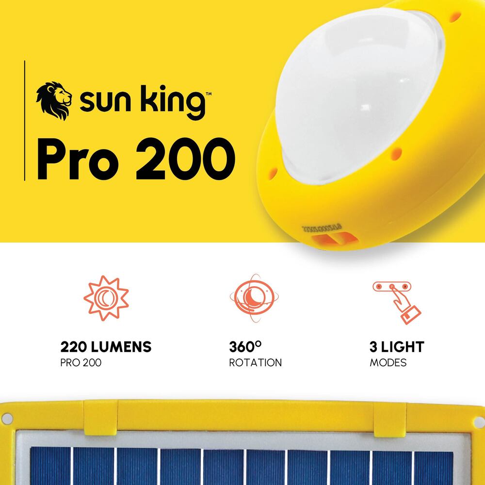 Sun King Pro 200 Emergency Solar Light Lamp With Usb Mobile Charging - Cable Length: 5 Meters  Meter (M)