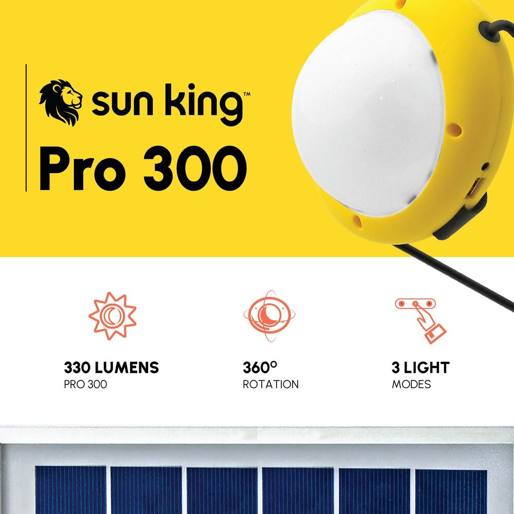 Sun King Pro 300 Portable Emergency Chargeable Solar Light With Usb Mobile Charging - Color: Yellow & Black