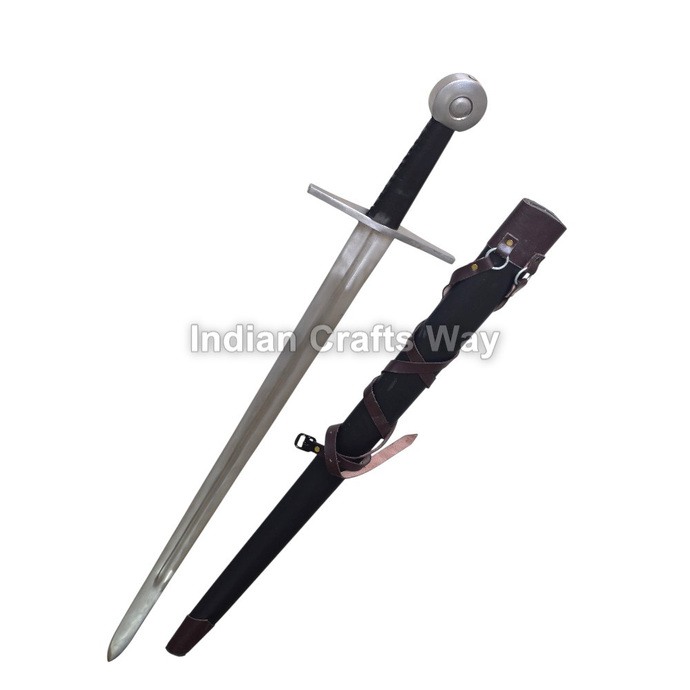 Hand Forged Medieval 12th Century Medieval Knightly Sword - Color: Black And Silver