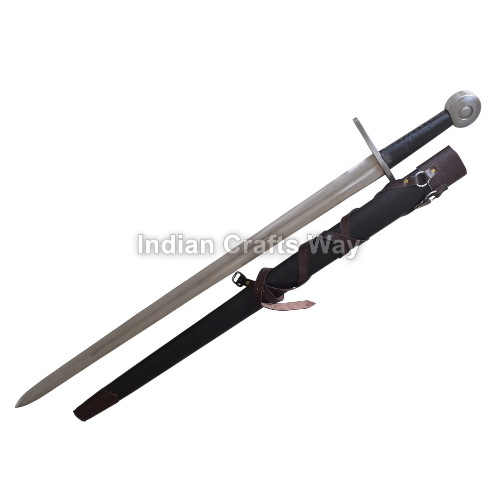 Hand Forged Medieval 12th Century Medieval Knightly Sword - Color: Black And Silver
