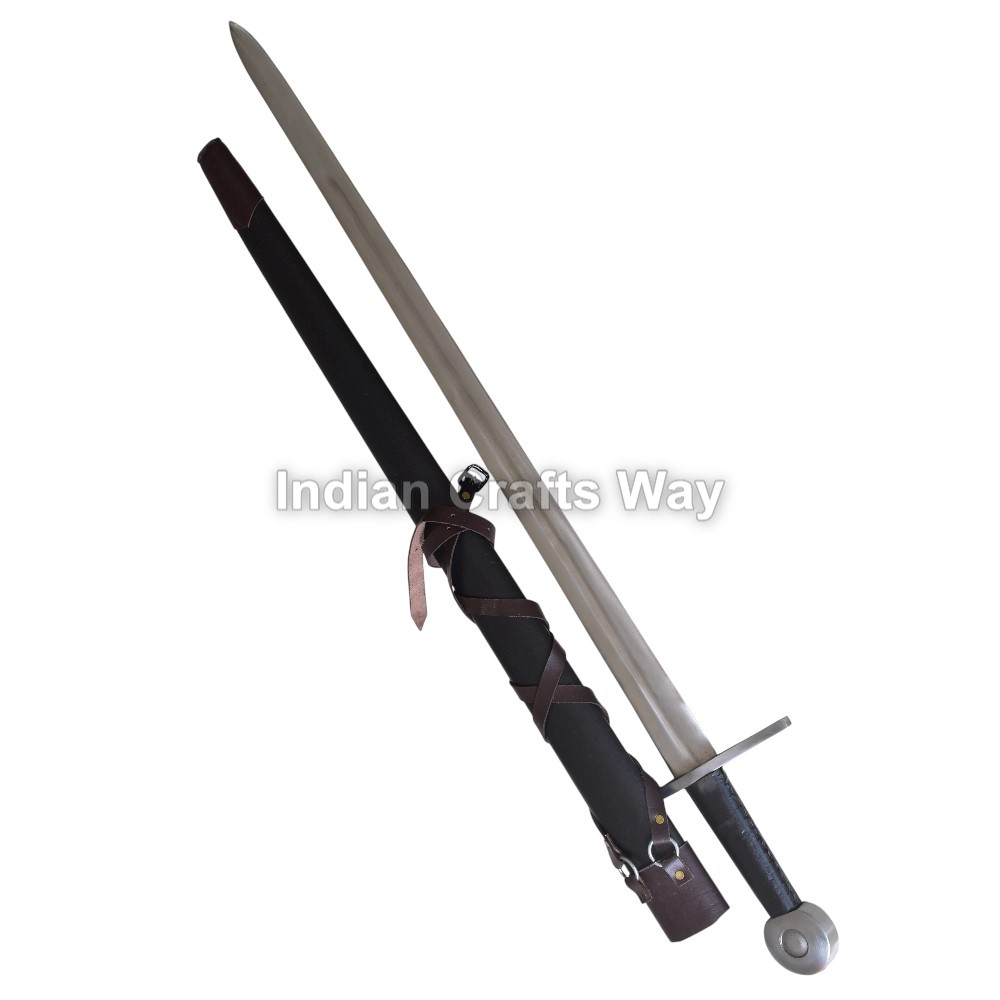 Hand Forged Medieval 12th Century Medieval Knightly Sword - Color: Black And Silver