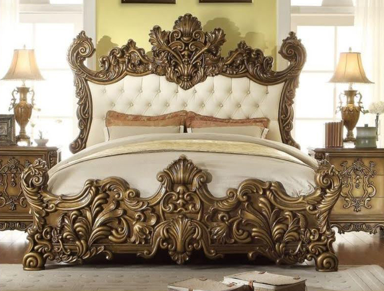 6X6.5 Feet Teakwood Double Bed - Design: Standard