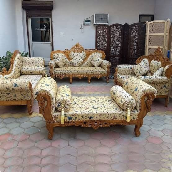 Teakwood Heart Shape Sofa Set - Color: Multiple