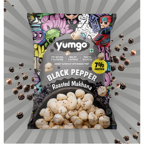 Yumgo Black Pepper Roasted Makhana Crunchy Fox Nuts 12G Mini Pack - Color: White