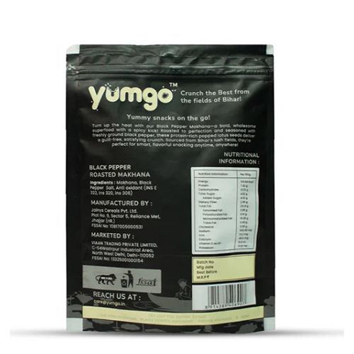Yumgo Black Pepper Roasted Makhana 25g Healthy Roasted Fox Nuts