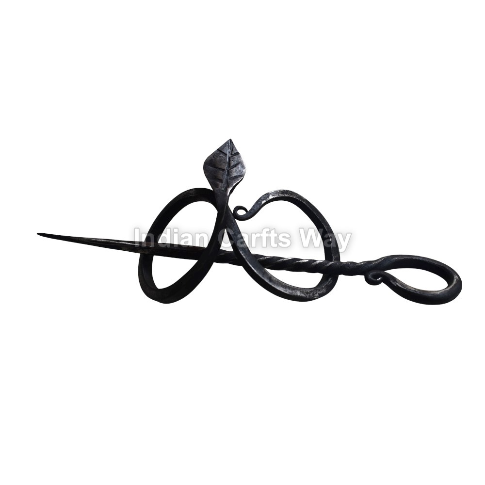 Hand Forged Medieval Iron Leaf Hair Stick - Color: Black