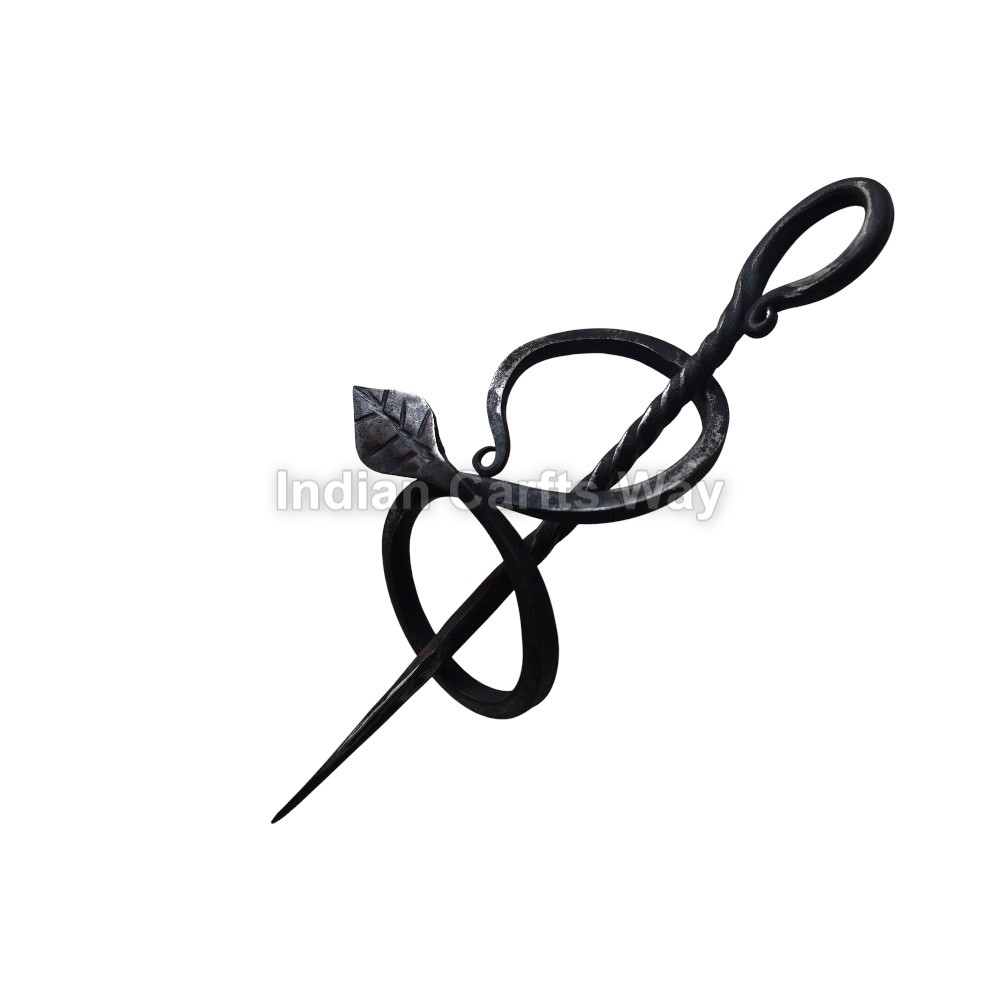 Hand Forged Medieval Iron Leaf Hair Stick