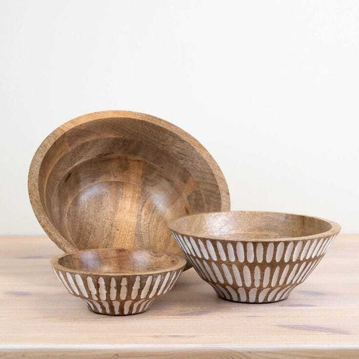 10X8X6 Inch Mango Wood Bowl