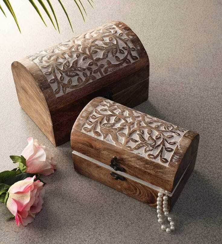 10X6X5 Inch Mango Wood Jewelry Box - Color: Multiple