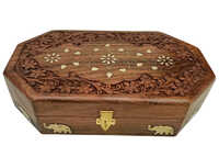 10x6x2 Inch Wooden Carving Jewelry Box - Color: Multiple