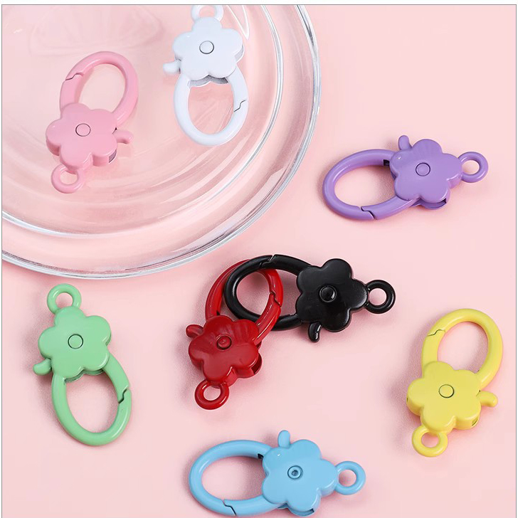 Flower Shape Keychain Swivel Lobster Clasp Keyring Bag Hardware Accessories Bag Snap Hook for Diy Making Handbag Spring Keychain