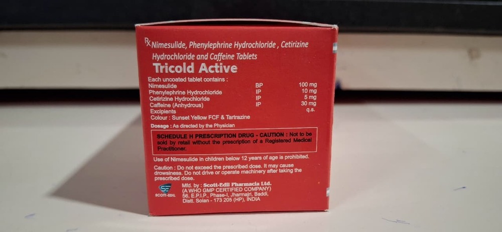 NIMESULIDE + PHENYLEPHERINE HCL  + CETRIZINE HCL+ CAFFEINE TABLET