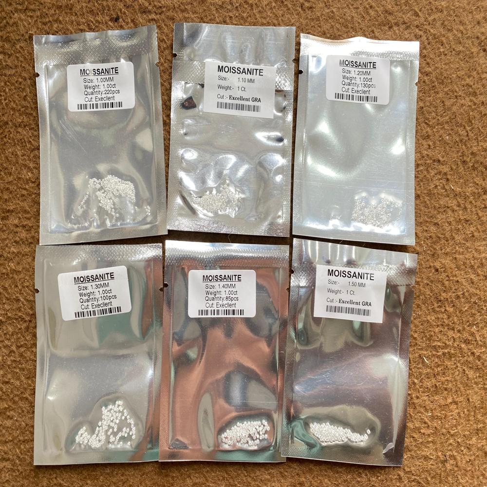 1-1.50MM Sealed pack moissanite diamond pouches of 1 carat each D VVS1 for Jewellery