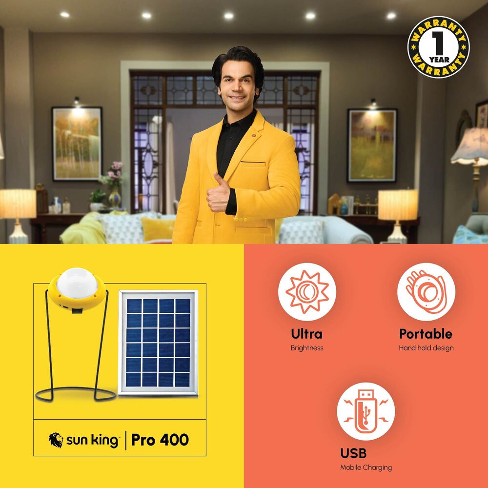 Pro 400 Super Bright Portable  Emergency Solar Light with USB Mobile Charging (400 lumens of brightness)