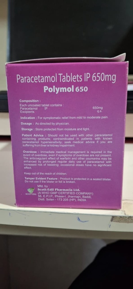 Paracetamol 650 Mg Tablet - Drug Type: General Medicines