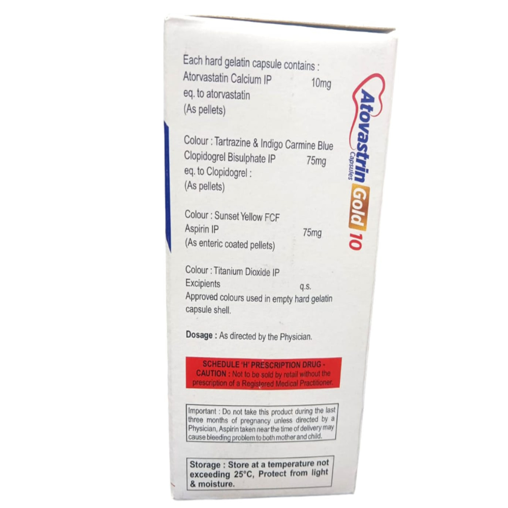 Aspirin (75mg), Atorvastatin (10mg), Clopidogrel (75mg)