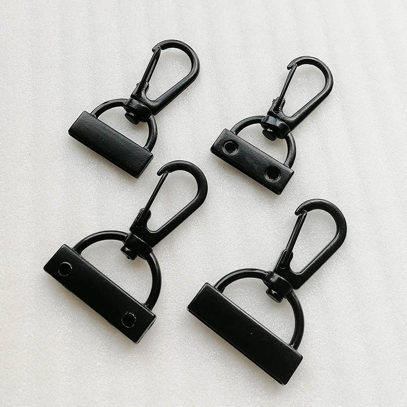 Black Leather Bag Strap Hardware Accessories Side Clip Buckle Swivel Clasp Hook Buckle Luggage Ring Belt - Hardness: Yes