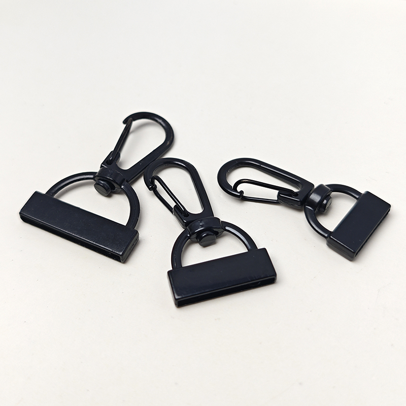 Black Leather Bag Strap Hardware Accessories Side Clip Buckle Swivel Clasp Hook Buckle Luggage Ring Belt - Hardness: Yes