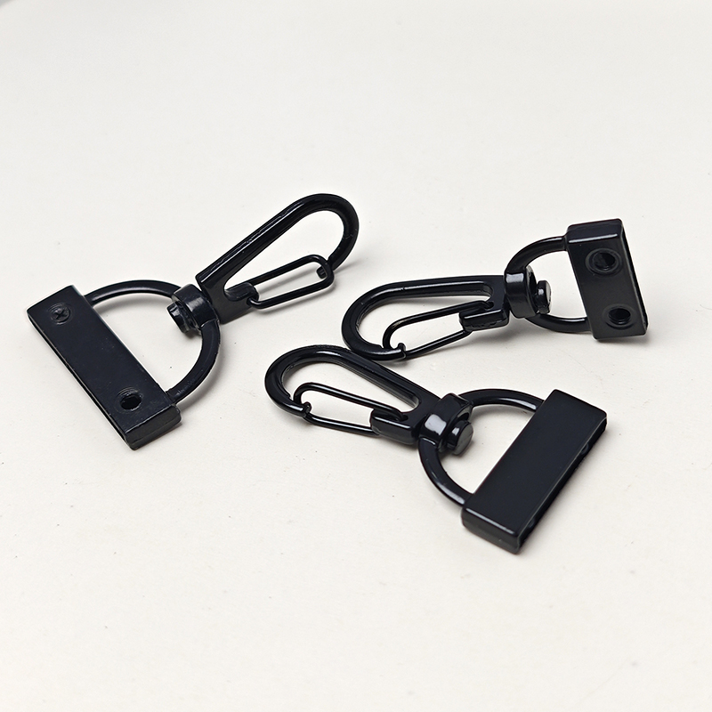 Black Leather Bag Strap Hardware Accessories Side Clip Buckle Swivel Clasp Hook Buckle Luggage Ring Belt - Hardness: Yes