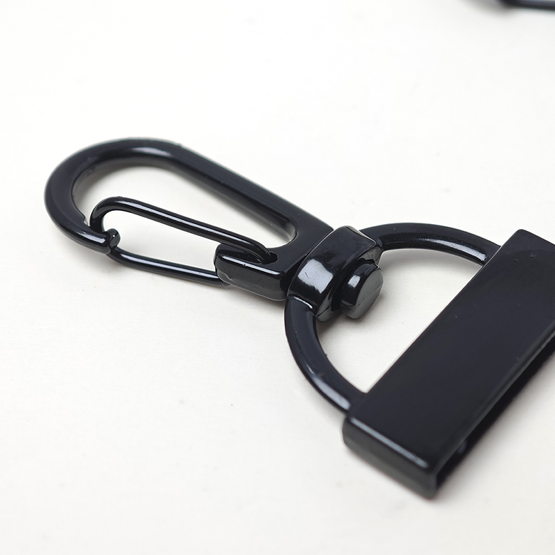Black Leather Bag Strap Hardware Accessories Side Clip Buckle Swivel Clasp Hook Buckle Luggage Ring Belt