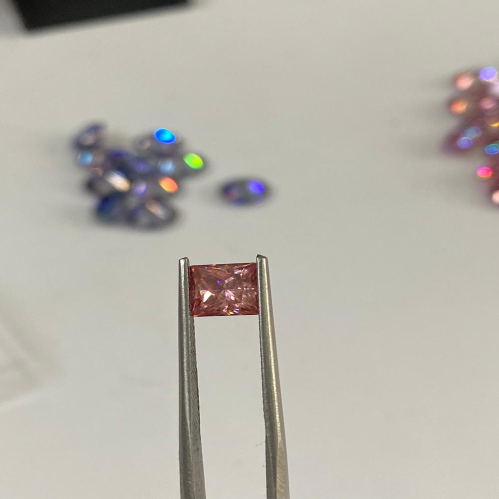 Pink Color Coated Princess Cut Moissanite Diamond D VVS1 Clarity Excellent cut for Jewelry