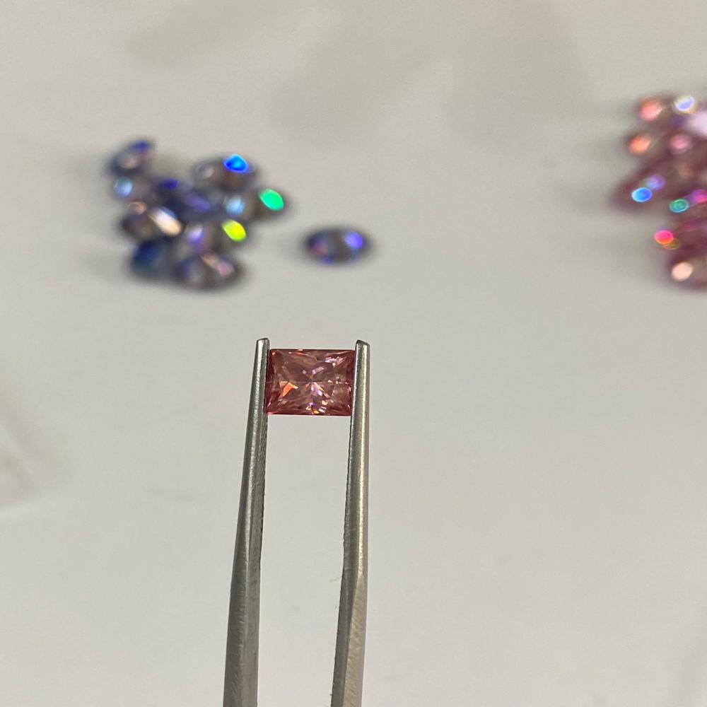 Pink Color Coated Princess Cut Moissanite Diamond D VVS1 Clarity Excellent cut for Jewelry