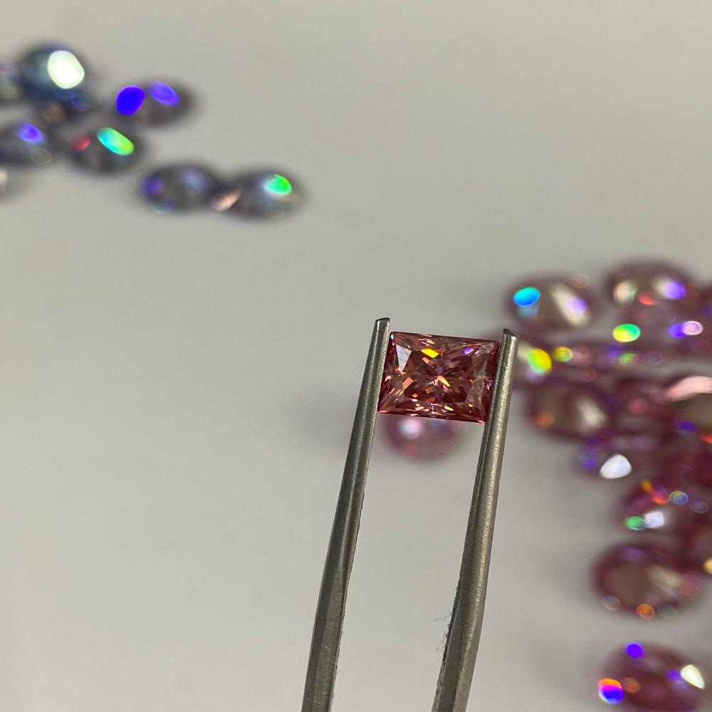 Pink Color Coated Princess Cut Moissanite Diamond D VVS1 Clarity Excellent cut for Jewelry