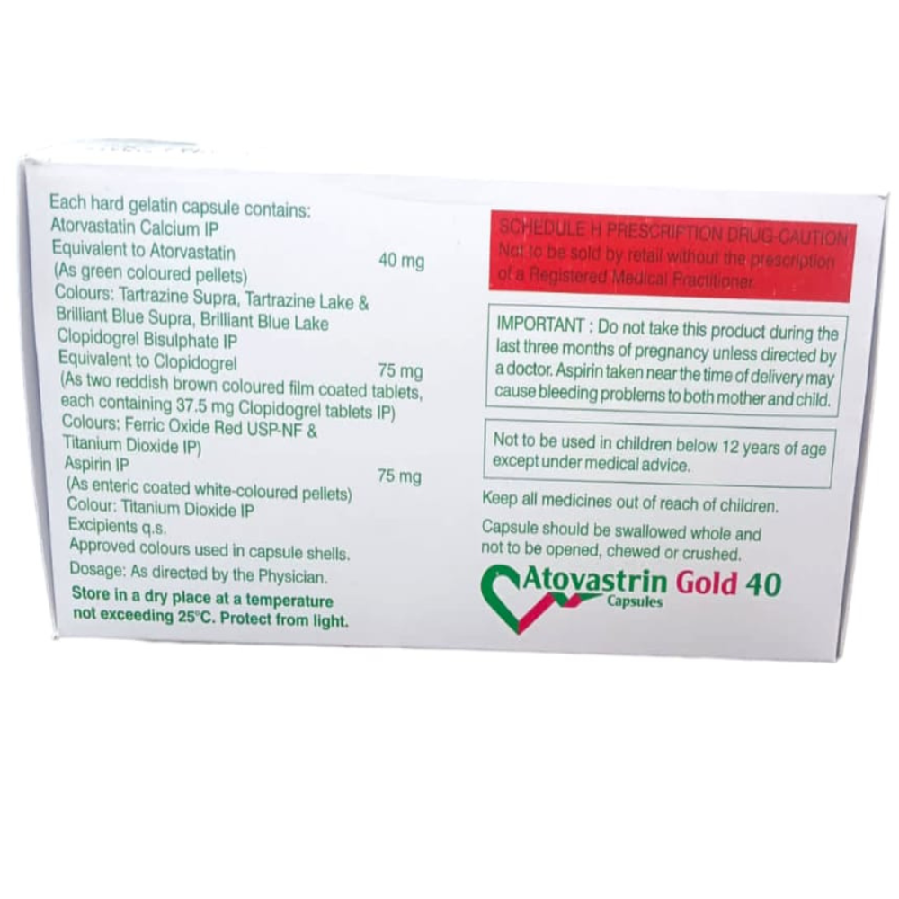 Atorvastatin 40 mg, Clopidogrel 75 mg and Aspirin 75 mg