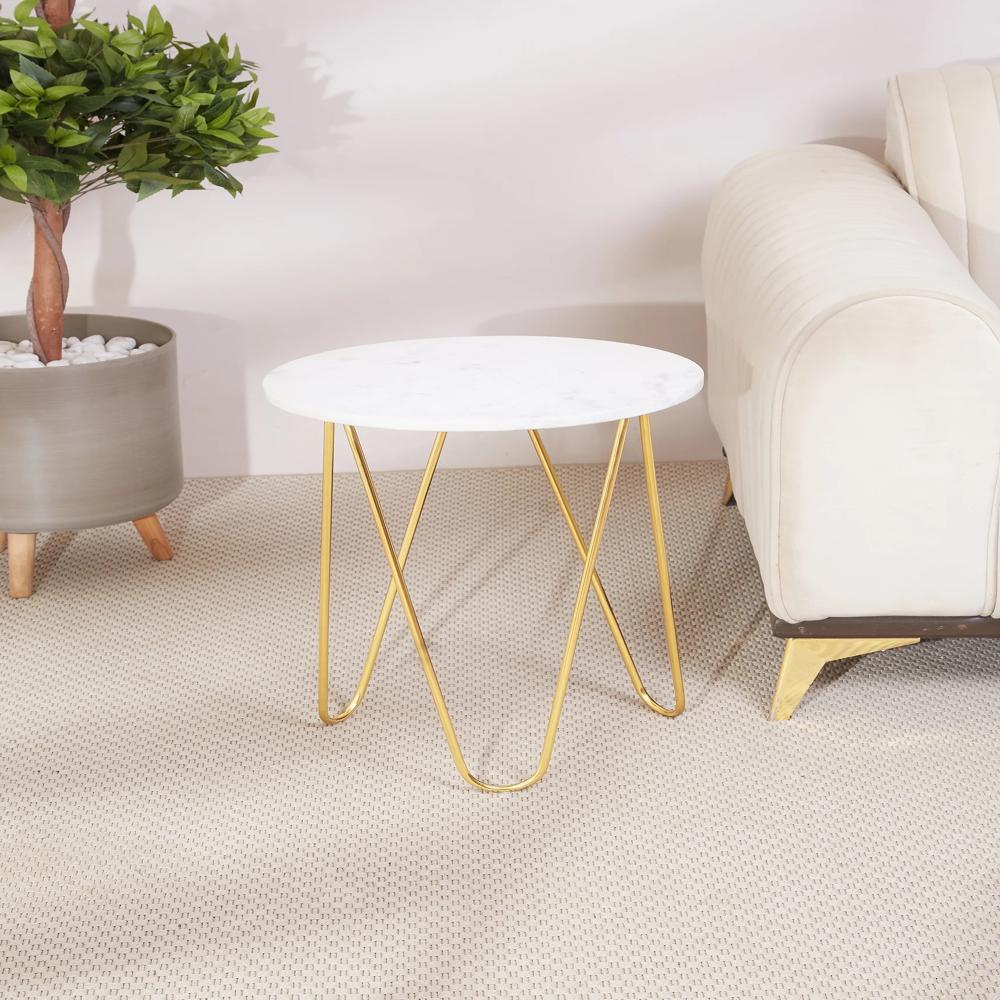 Stainless Steel Golden PVD with White Marble Top Side Table Coffee Table at Cheap Price