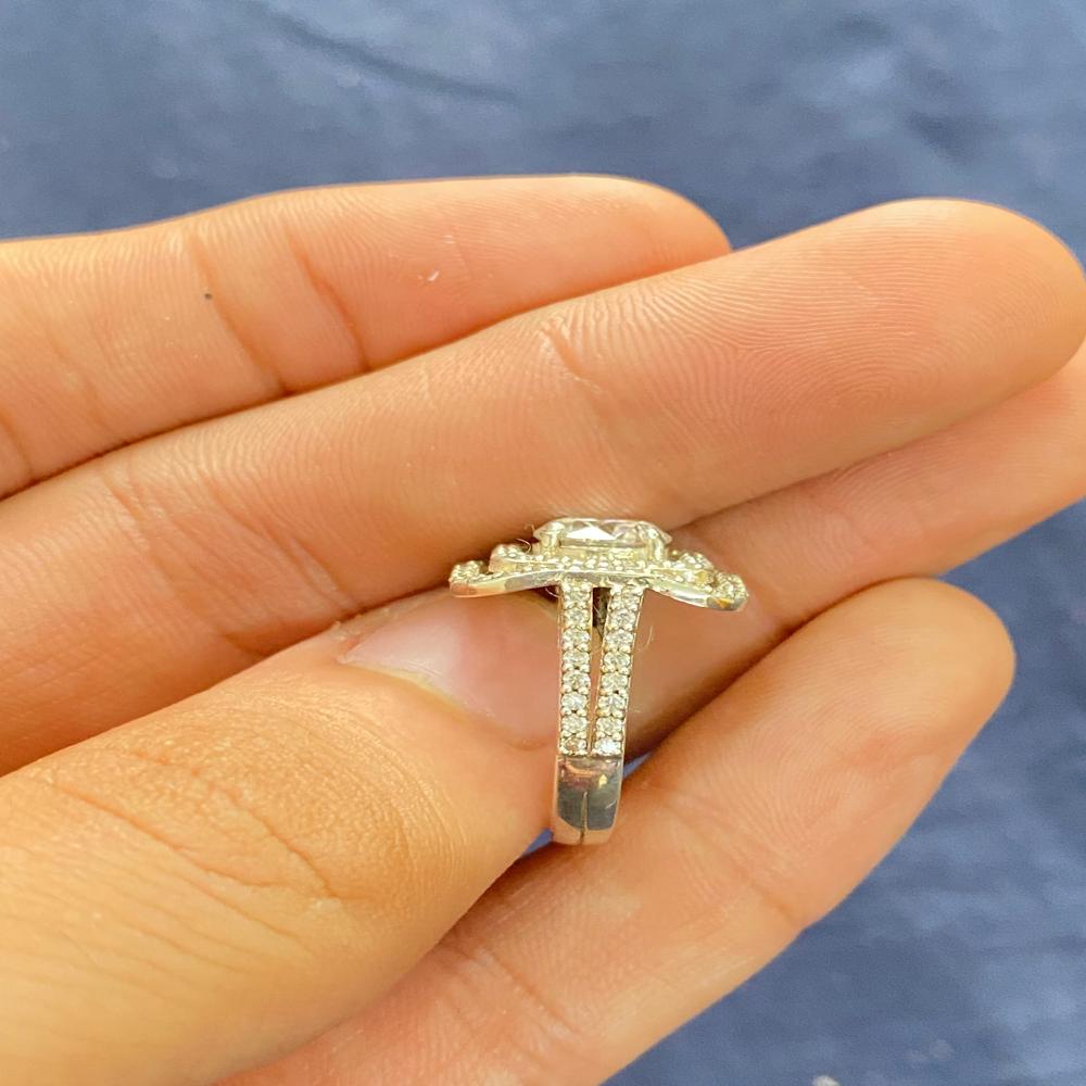 Men's Moissanite Diamond Ring with 7MM center moissanite and 1.20MM side stones with 4.40g. silver