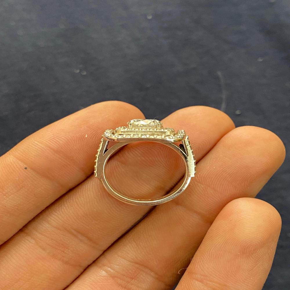 Men's Moissanite Diamond Ring with 7MM center moissanite and 1.20MM side stones with 4.40g. silver