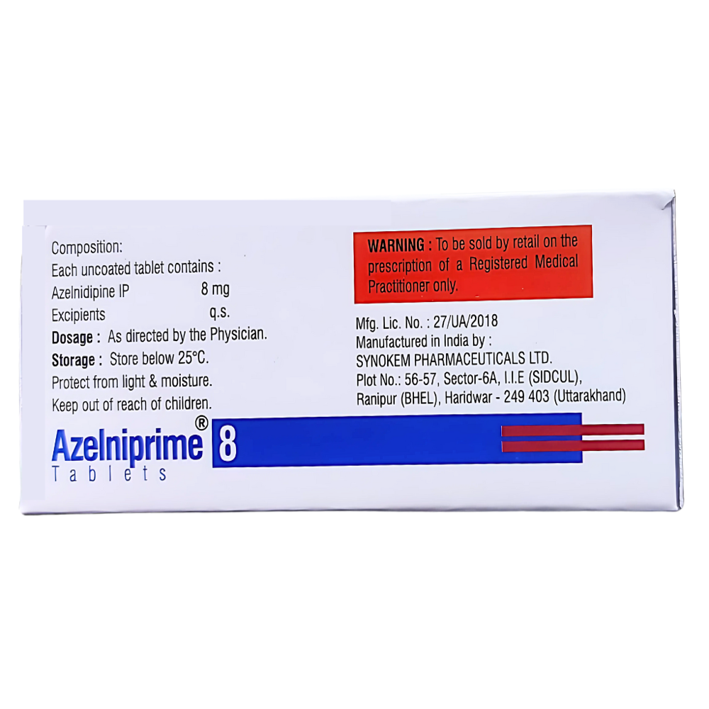 Azelnidipine (8mg) - Drug Type: General Medicines